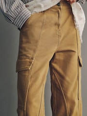 Tan Brown Barrel Leg Cargo Trousers - Image 4 of 7
