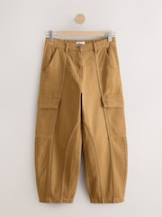 Tan Brown Barrel Leg Cargo Trousers - Image 5 of 7