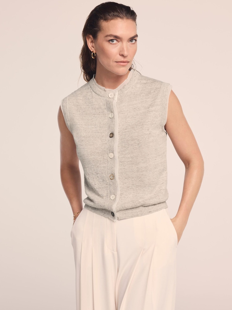 Mint Velvet Linen Blend Sleeveless Top - תמונה 2 מתוך 6