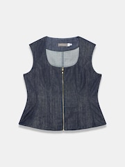 Mint Velvet Blue Denim Zip Detail Top - Image 7 of 8