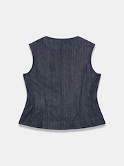 Mint Velvet Blue Denim Zip Detail Top - Image 8 of 8