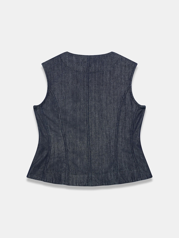 Mint Velvet Blue Denim Zip Detail Top - Image 8 of 8 Mint Velvet Blue Denim Zip Detail Top - Image 8 of 8