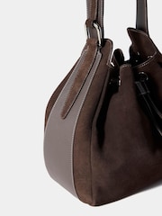 Mint Velvet Chocolate Brown Mabel Suede Bucket Bag - Image 6 of 6