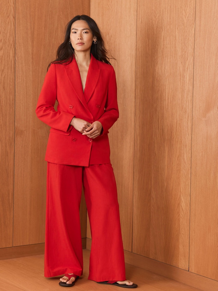 Mint Velvet Linen Blend Wide Trousers - 圖片 1/8