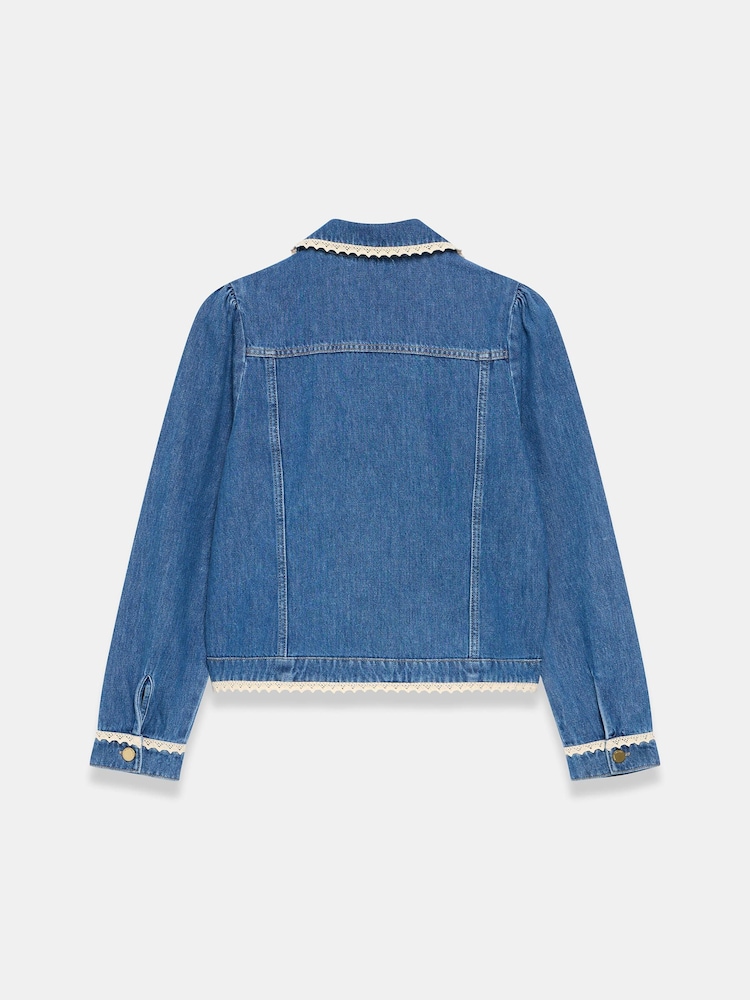 Mint Velvet Crochet Trim Denim Jacket - Image 5 of 5