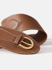 Mint Velvet Brown Leather Wide Waist Belt - Image 2 of 6