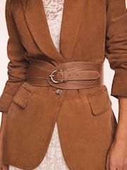 Mint Velvet Brown Leather Wide Waist Belt - Image 5 of 6