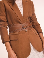 Mint Velvet Brown Leather Wide Waist Belt - Image 6 of 6