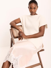 Mint Velvet Pink Satin Lace Midi Skirt - Image 6 of 8