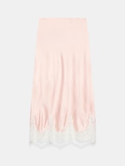 Mint Velvet Pink Satin Lace Midi Skirt - Image 7 of 8