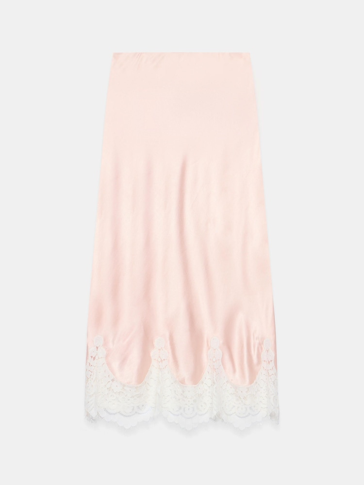 Mint Velvet Pink Satin Lace Midi Skirt - Image 8 of 8