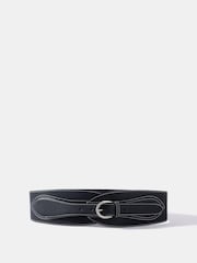 Mint Velvet Black Leather Wide Waist Belt - Image 1 of 3