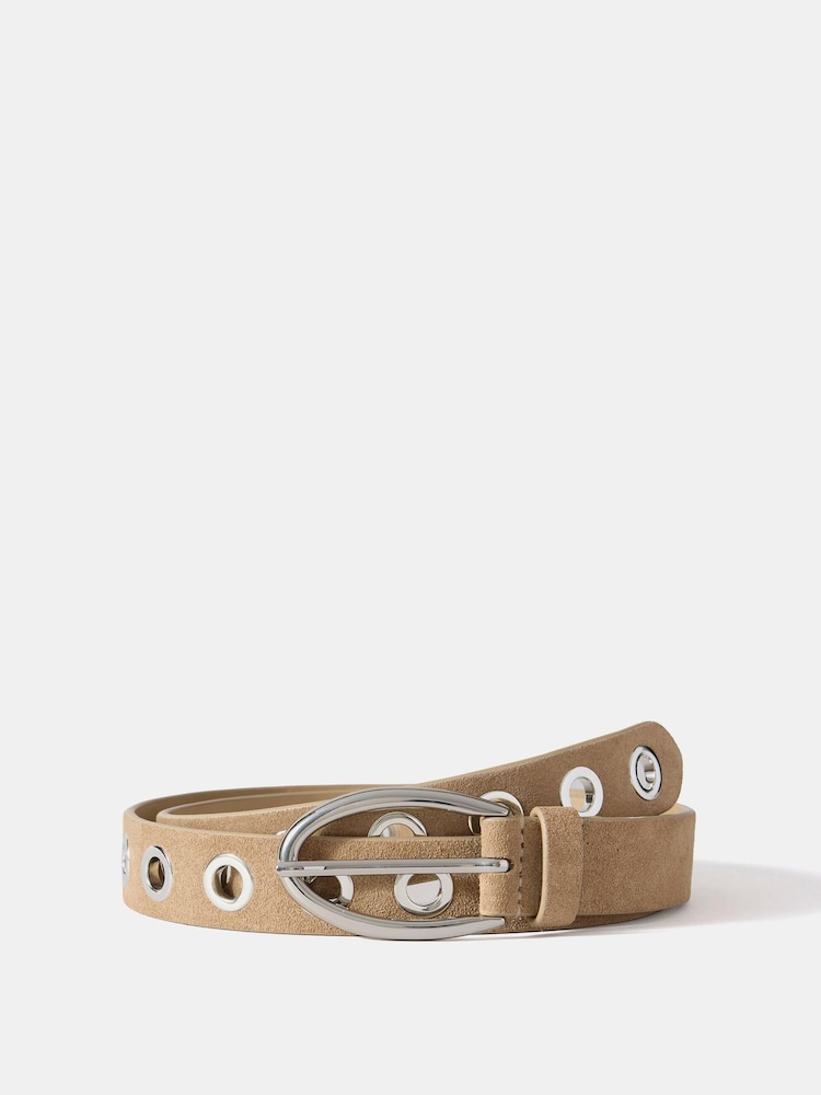 Natural - Mint Velvet Suede Eyelet Belt - Imagen 1 de 4