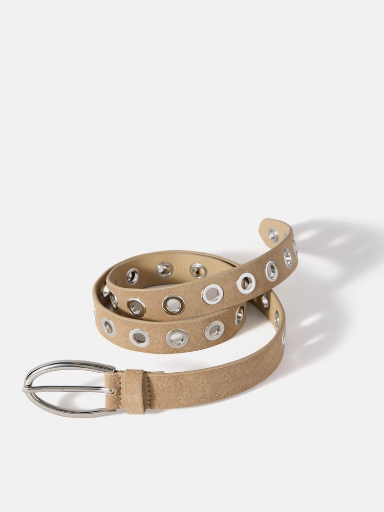 Natural - Mint Velvet Suede Eyelet Belt - Imagen 2 de 4
