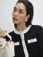 River Island Black Fitted Contrast Neat Cardigan - Image 4 of 4