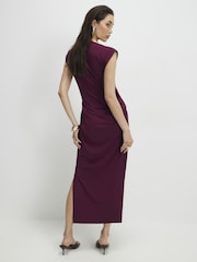 River Island Red Ruched Midi Dress - Image 2 of 4