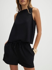 River Island Black Linen Blend Tank Top and Short Set - Image 3 of 4