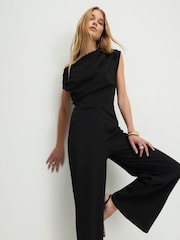 River Island One Shoulder Drape Wide Leg Jumpsuit - Image 3 of 4