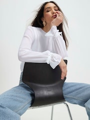 River Island White Chiffon Long Sleeve Blouse - Image 3 of 4