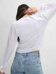 River Island White Chiffon Long Sleeve Blouse - Image 4 of 4