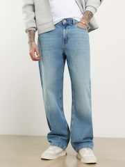 River Island Blue Loose Fit Mid Wash Jeans - Image 2 of 4