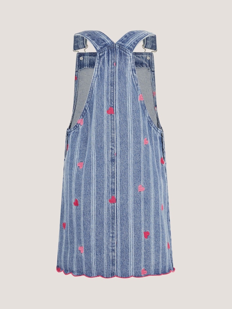 Monsoon Embroidered Heart Pinafore Denim Dress - Imaginea 2 din 3