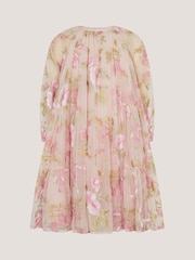 Monsoon Pink Azalea Floral Embroidered Long Sleeve Dress - Image 1 of 3