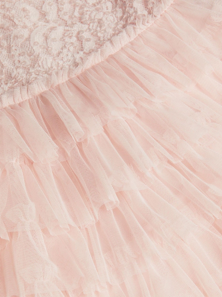 Monsoon Pink Taylor Sequin Lace Tiered Party Dress - Image 4 of 4