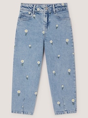 Monsoon Blue Daisy Embroidered Barrel Jeans - Image 1 of 3