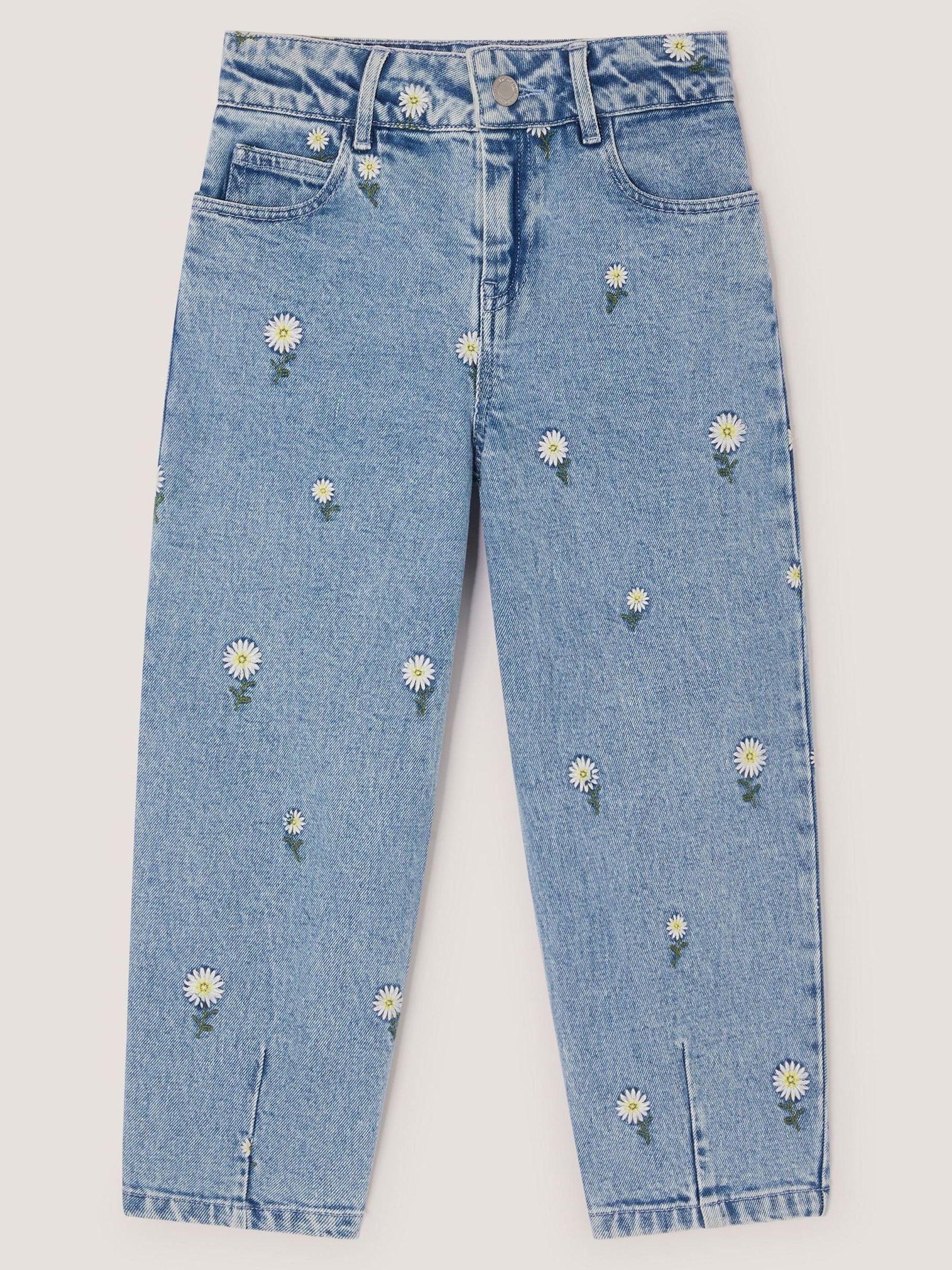 Buy Monsoon Blue Daisy Embroidered Barrel Jeans from the Next UK