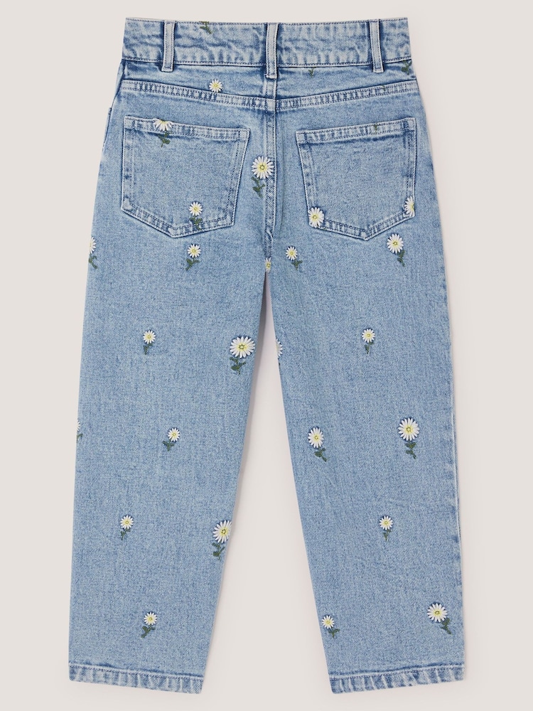 Monsoon Blue Daisy Embroidered Barrel Jeans - Image 2 of 3