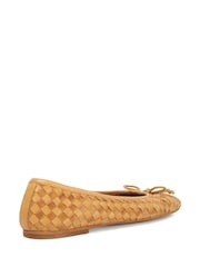 Dune London Light Brown Wide Fit Leather Heat Woven Ballerina Shoes - Image 3 of 5
