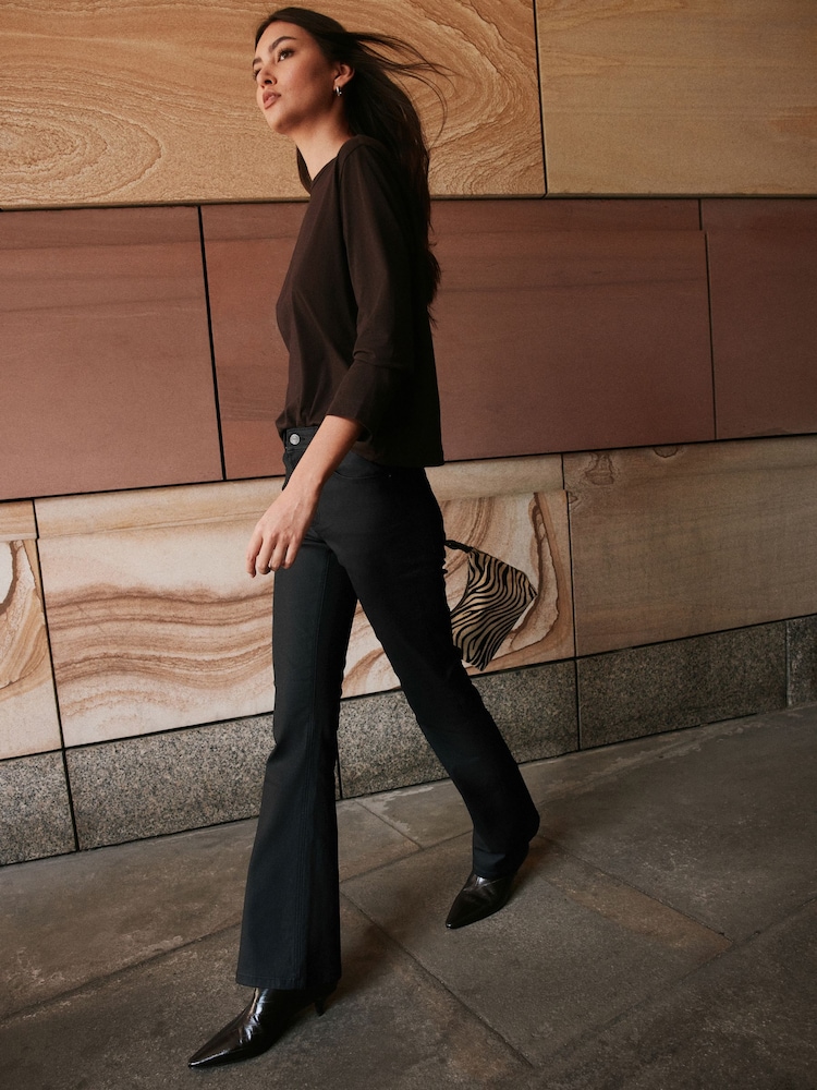 Black Coated Denim Bootcut Jeans - Image 1 of 9 Black Coated Denim Bootcut Jeans - Image 1 of 9