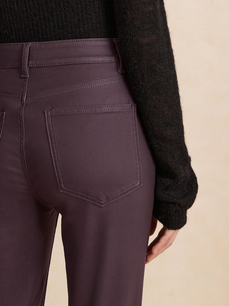 Dark Purple Coated Denim Slim Leg Jeans - Image 6 of 6