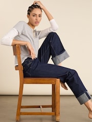 Baukjen Blue Helen Cotton Stretch Turn Up Jeans - Image 1 of 7