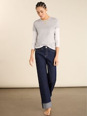 Baukjen Blue Helen Cotton Stretch Turn Up Jeans - Image 2 of 7