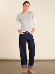 Baukjen Blue Helen Cotton Stretch Turn Up Jeans - Image 3 of 7