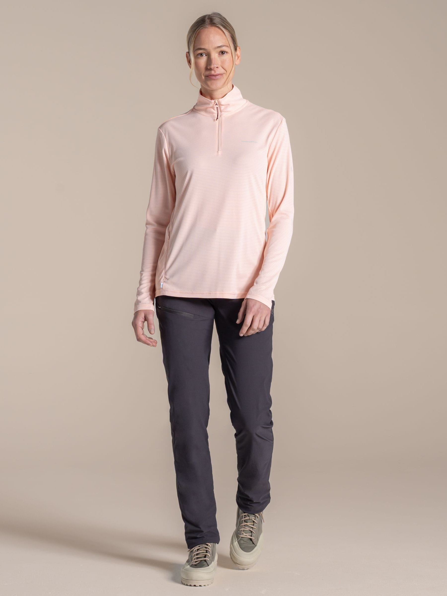 Craghoppers Women's Pink Nosilife Solarshield+Half Zip Sweat Top
