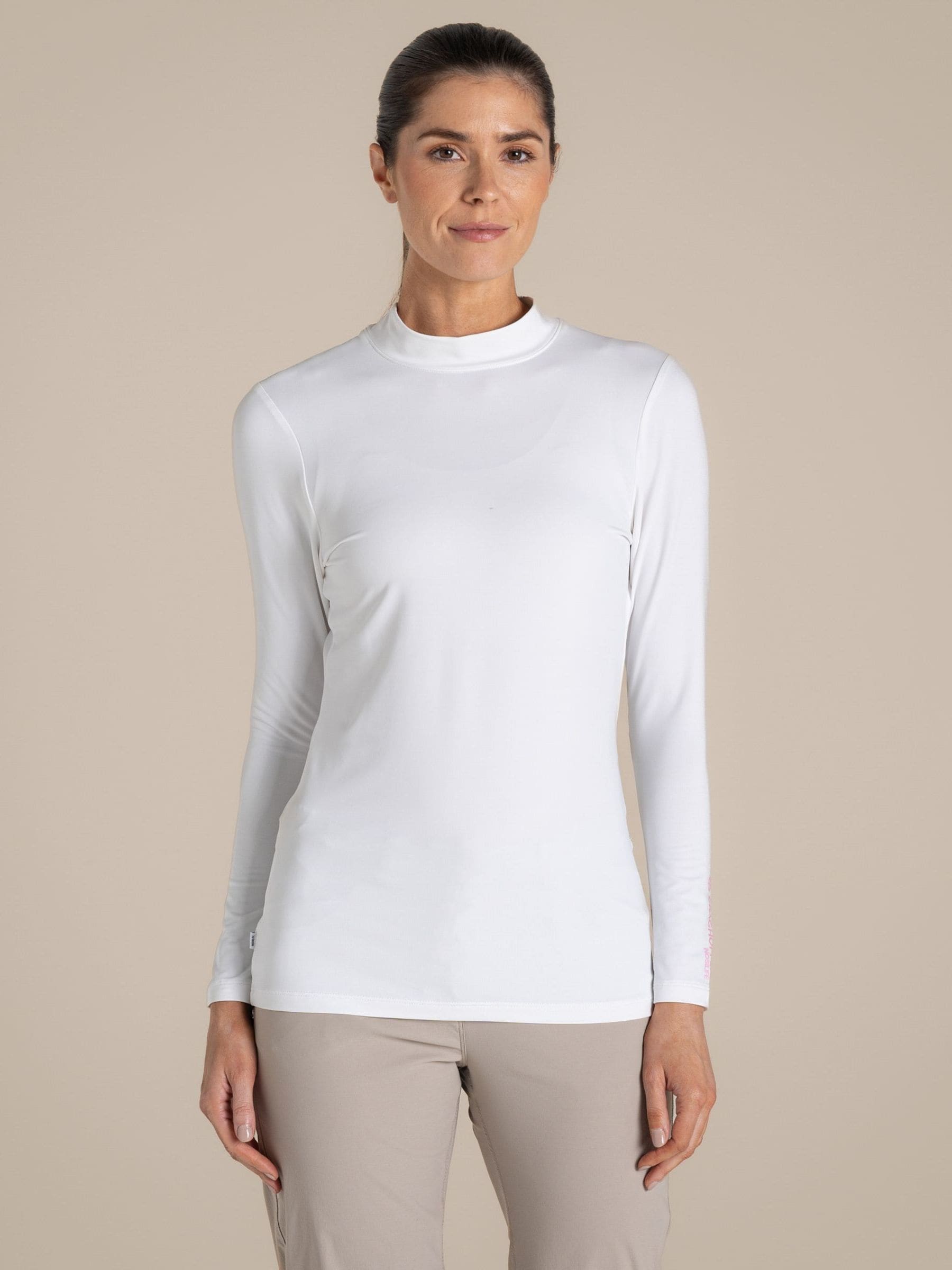 Craghoppers Women's White Nosilife Golf Long Sleeved Mock Neck Top Size: 14 - Image 5