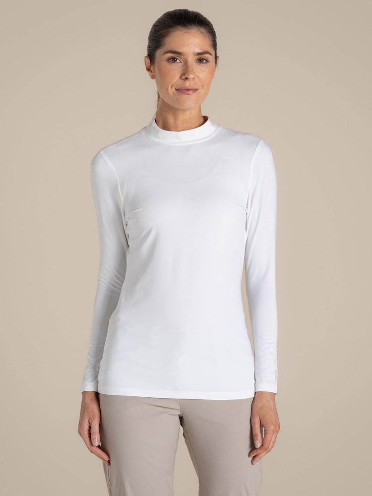 Craghoppers White Nosilife Long Sleeved Mock Neck Top - Image 1 of 6 Craghoppers White Nosilife Long Sleeved Mock Neck Top - Image 1 of 6