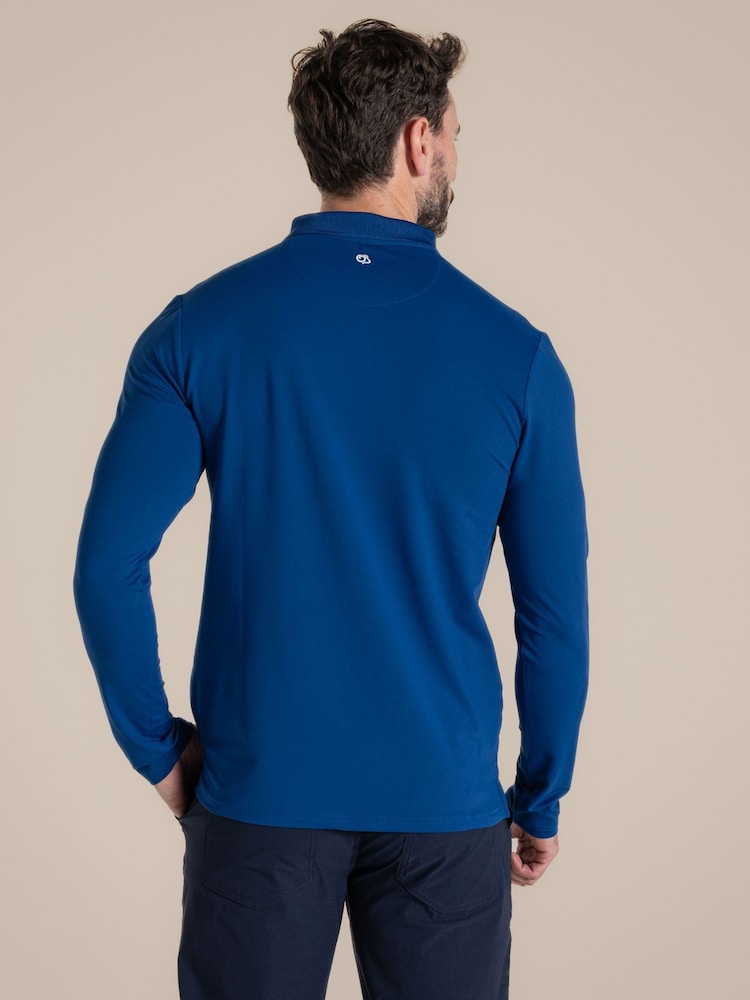 Craghoppers Blue NosiLife Bramshaw Long Sleeved Polo Top - Image 2 of 6 Craghoppers Blue NosiLife Bramshaw Long Sleeved Polo Top - Image 2 of 6