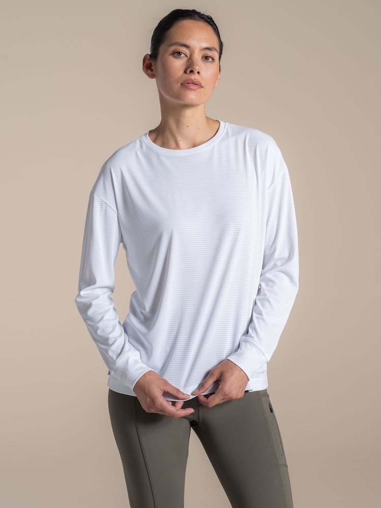 Craghoppers Cream Nosilife Solarshield+Long Sleeved T-Shirt - Image 1 of 4 Craghoppers Cream Nosilife Solarshield+Long Sleeved T-Shirt - Image 1 of 4