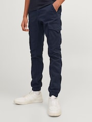 JACK & JONES JUNIOR Blue Cuffed Cargo Trousers - Image 1 of 7