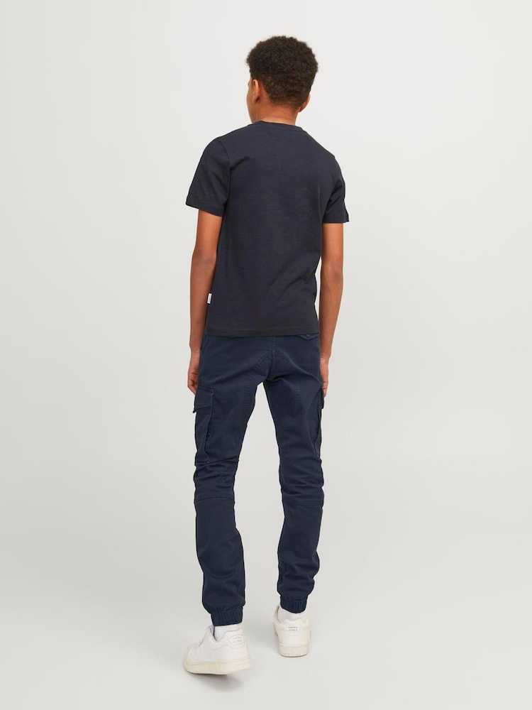 JACK & JONES JUNIOR Blue Cuffed Cargo Trousers - Image 2 of 7 JACK & JONES JUNIOR Blue Cuffed Cargo Trousers - Image 2 of 7