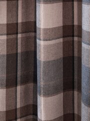 Navy Blue Brushed Check Super Thermal Eyelet Door Curtain - Image 4 of 4