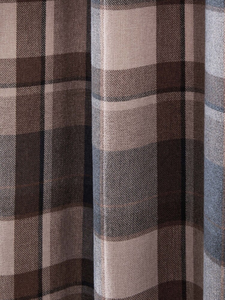 Navy Blue Brushed Check Super Thermal Eyelet Door Curtain - Image 4 of 4 Navy Blue Brushed Check Super Thermal Eyelet Door Curtain - Image 4 of 4