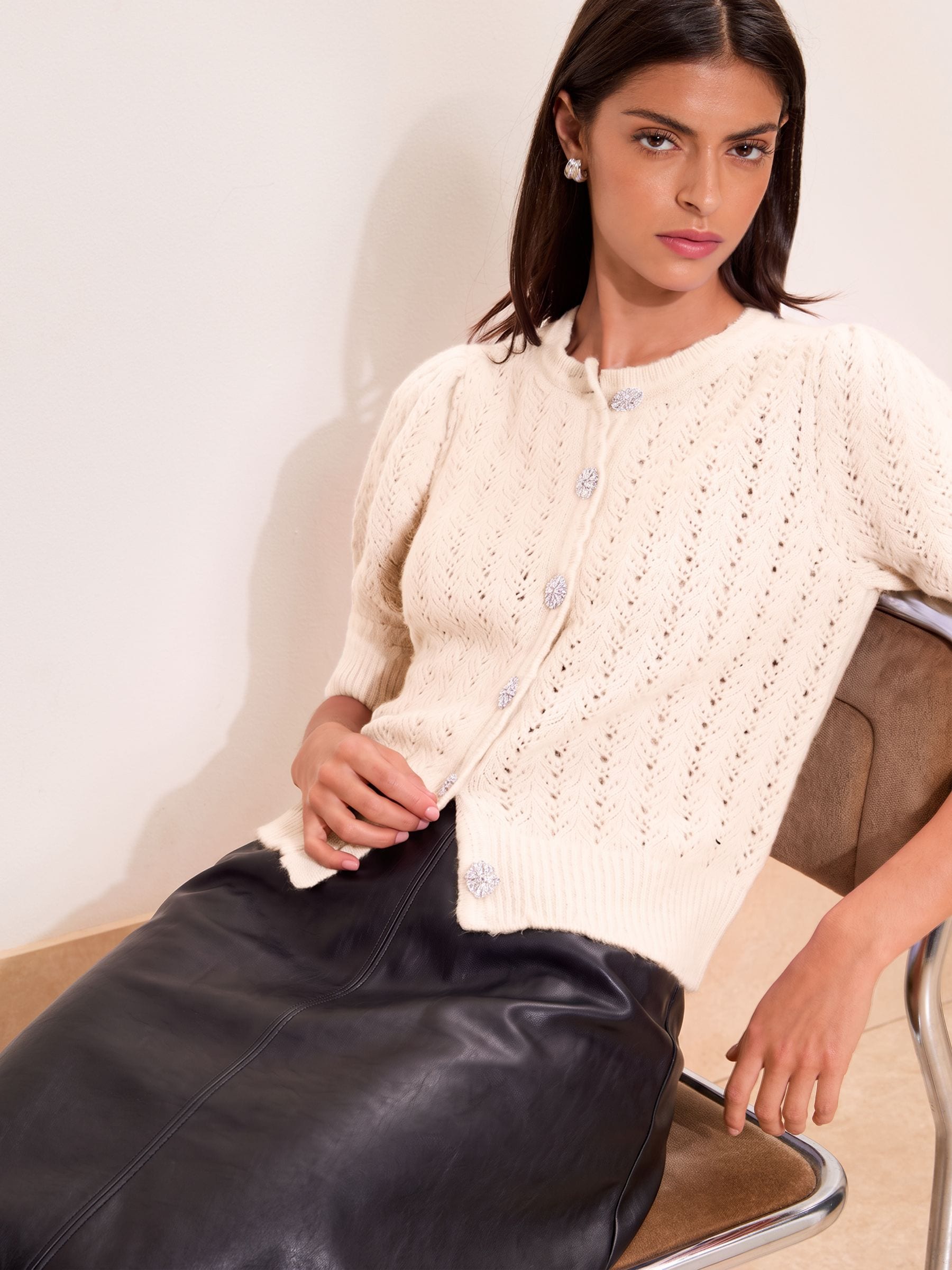 Buy Lipsy Cream Pointelle Detail Short Sleeve Knitted Cardigan Buy Lipsy Cream Pointelle Detail Short Sleeve Knitted Cardigan