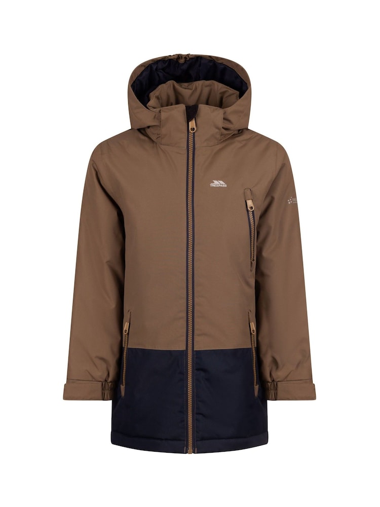 Trespass Brown Franzz Kids Waterproof Coat - Image 1 of 2 Trespass Brown Franzz Kids Waterproof Coat - Image 1 of 2