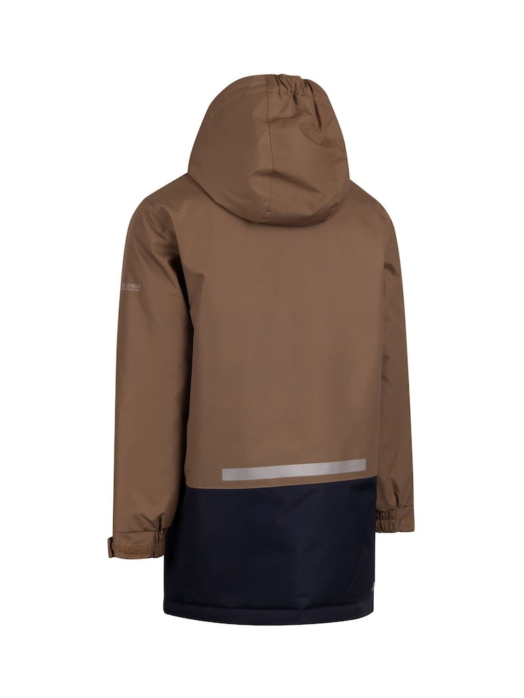 Trespass Brown Franzz Kids Waterproof Coat - Image 2 of 2 Trespass Brown Franzz Kids Waterproof Coat - Image 2 of 2