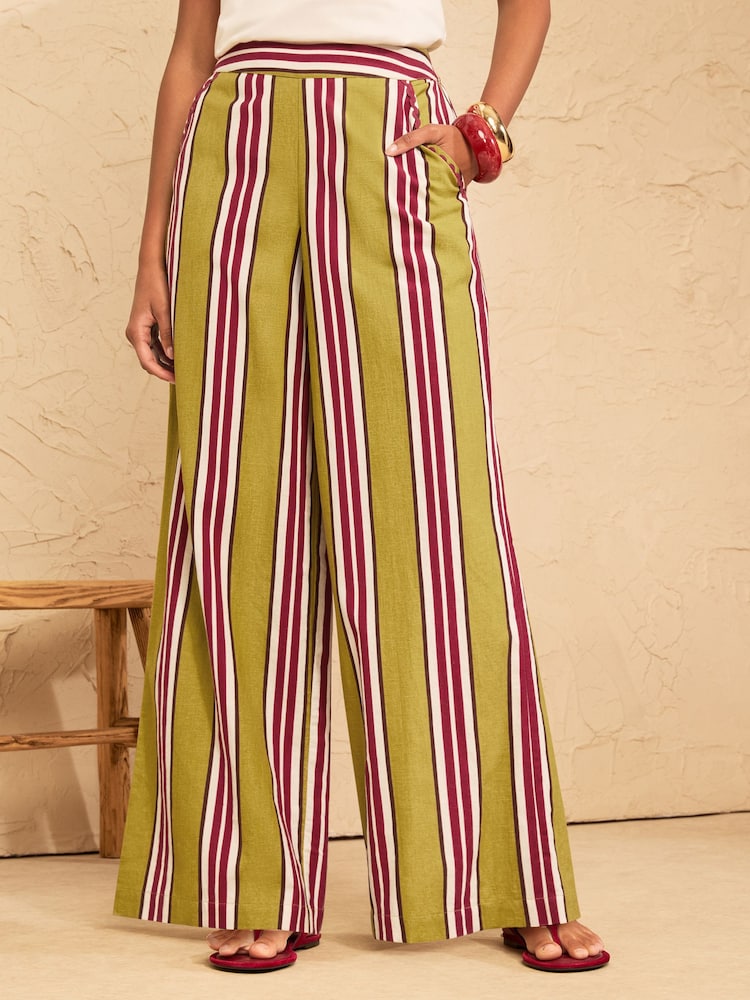 Love & Roses Cotton/Linen Blend Stripe Trousers - Imagen 1 de 4